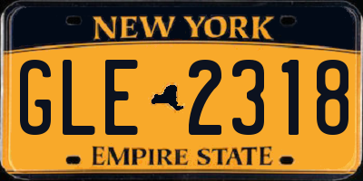 NY license plate GLE2318