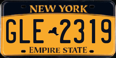 NY license plate GLE2319
