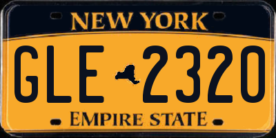 NY license plate GLE2320