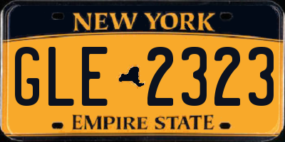 NY license plate GLE2323