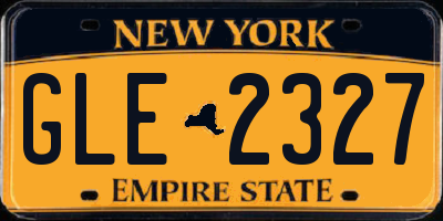 NY license plate GLE2327