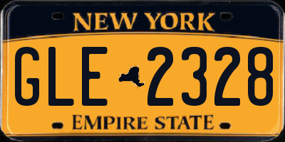 NY license plate GLE2328