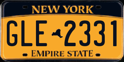 NY license plate GLE2331