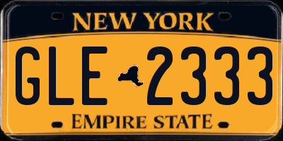 NY license plate GLE2333