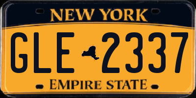 NY license plate GLE2337