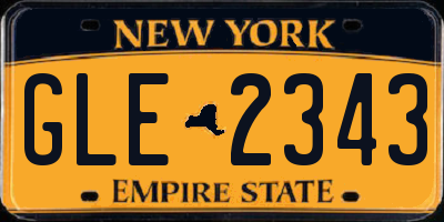 NY license plate GLE2343