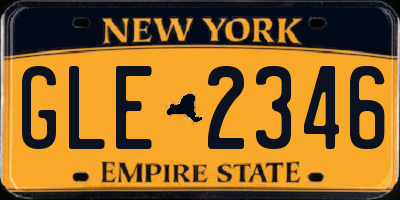 NY license plate GLE2346