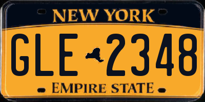 NY license plate GLE2348