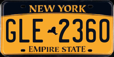 NY license plate GLE2360