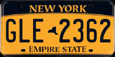 NY license plate GLE2362