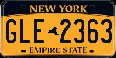 NY license plate GLE2363
