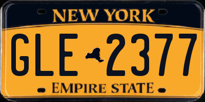 NY license plate GLE2377