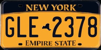 NY license plate GLE2378