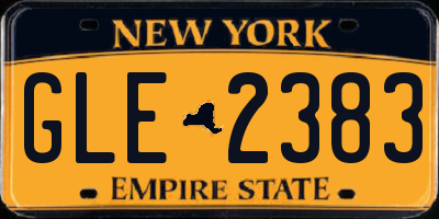 NY license plate GLE2383