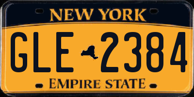 NY license plate GLE2384
