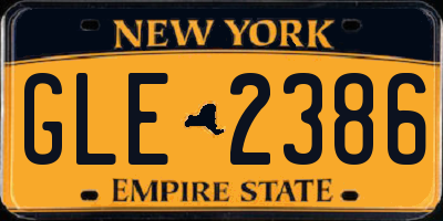 NY license plate GLE2386
