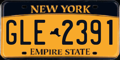 NY license plate GLE2391