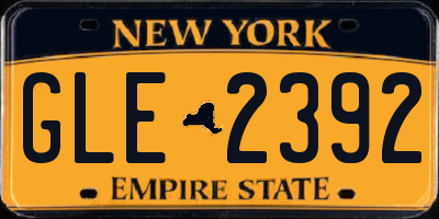NY license plate GLE2392