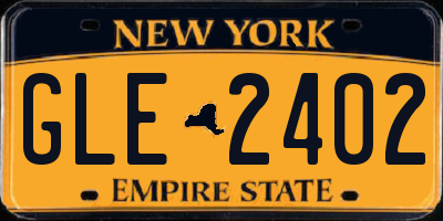 NY license plate GLE2402