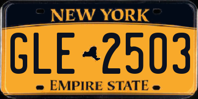 NY license plate GLE2503