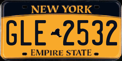 NY license plate GLE2532