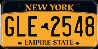 NY license plate GLE2548