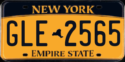 NY license plate GLE2565