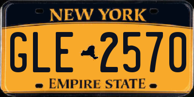 NY license plate GLE2570