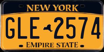 NY license plate GLE2574