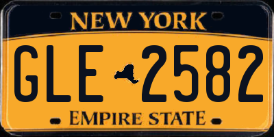 NY license plate GLE2582