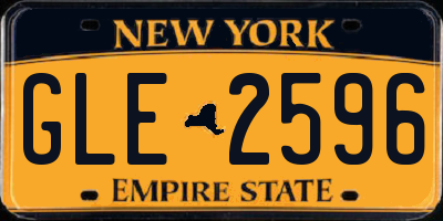 NY license plate GLE2596