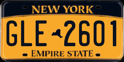 NY license plate GLE2601