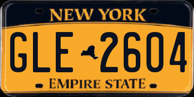 NY license plate GLE2604