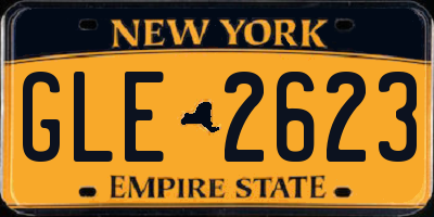 NY license plate GLE2623