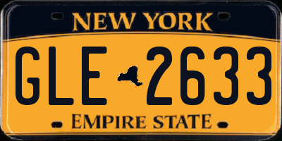 NY license plate GLE2633
