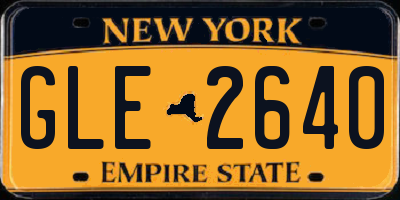 NY license plate GLE2640