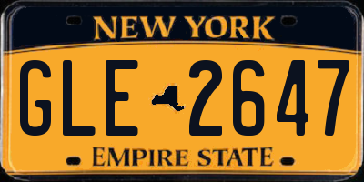 NY license plate GLE2647