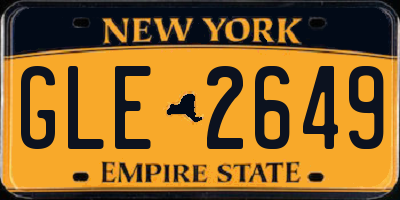 NY license plate GLE2649