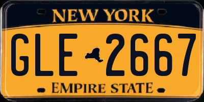NY license plate GLE2667