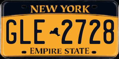 NY license plate GLE2728