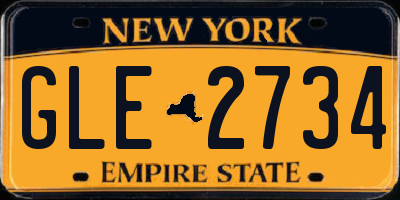 NY license plate GLE2734