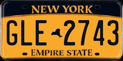 NY license plate GLE2743