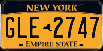 NY license plate GLE2747