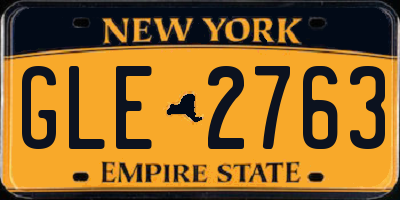NY license plate GLE2763