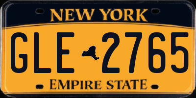 NY license plate GLE2765