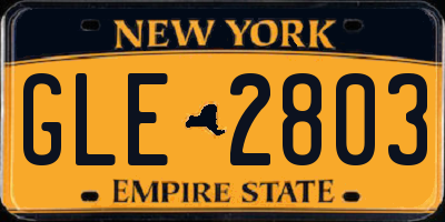 NY license plate GLE2803