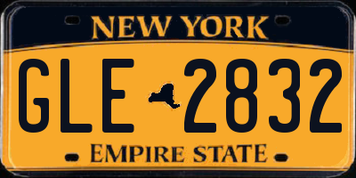 NY license plate GLE2832