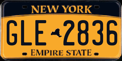 NY license plate GLE2836
