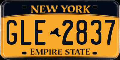 NY license plate GLE2837