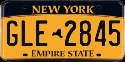 NY license plate GLE2845